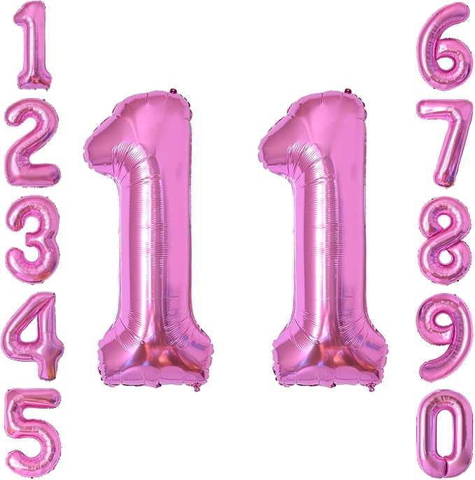 Pink Number 11 Balloon 40 Inch, Shiny Twin Digit Foil Decoration | Stunning by Unknown