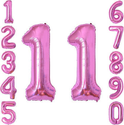 Pink Number 11 Balloon 40 Inch, Shiny Twin Digit Foil Decoration | Stunning by Unknown