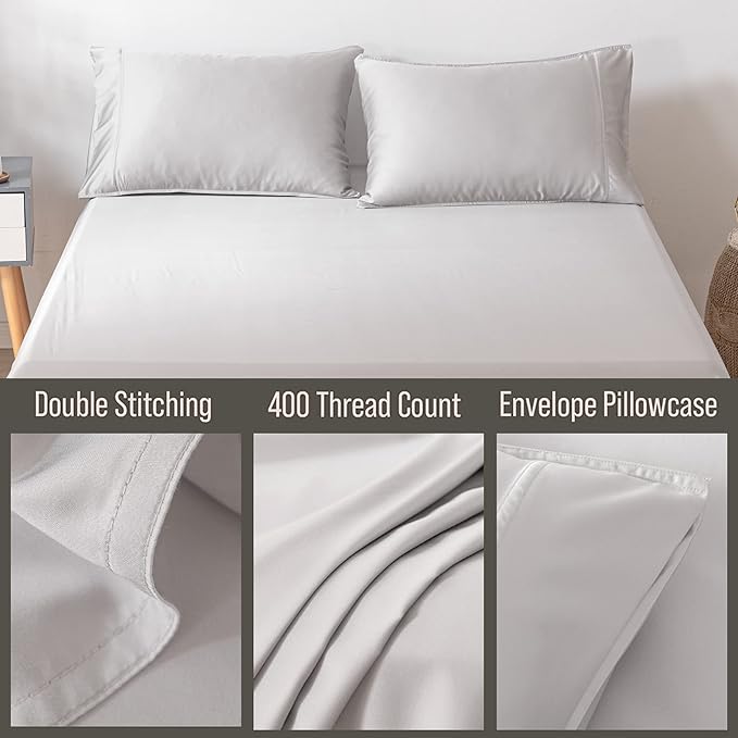 Bella Coterie | Luxury Bamboo Viscose Standard Size Pillowcase Set | 100% Organically Grown | Ultra Soft | Cooling | 2 Pcs [Grey Mist]