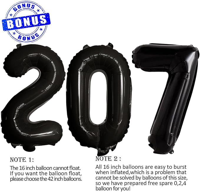 Black 2027 Foil Number Balloons - Image 4