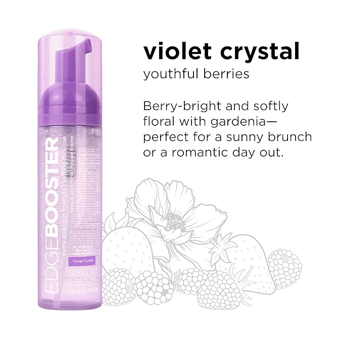 Style Factor EDGE BOOSTER Extra Strength Setting Mousse – Frizz Control, Extra Volume, and Conditioning – 6.4oz Violet Crystal Mousse for Curly Hair