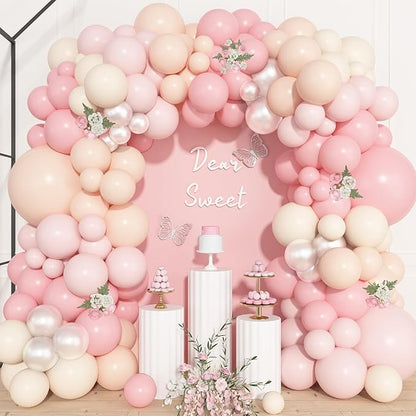 157Pcs Pink Balloons Arch Garland Kit Different Size | Light Pastle Pink Ivory by OUDDYLIFE
