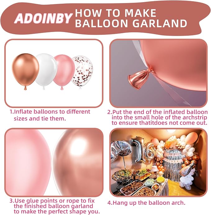Rose Gold Balloons Arch Kit - Image 3