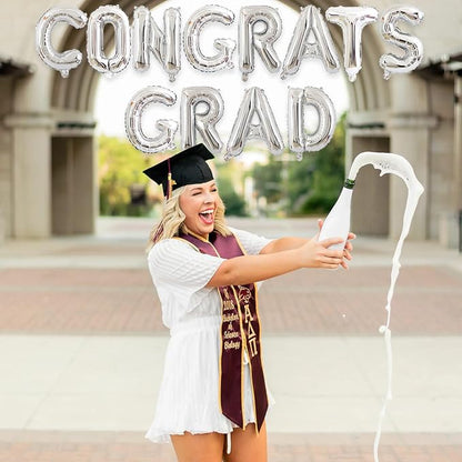 2 Set 24Pcs Silver Congrats Grad Letter Balloons 16in Balloon Foil Letter - Image 6
