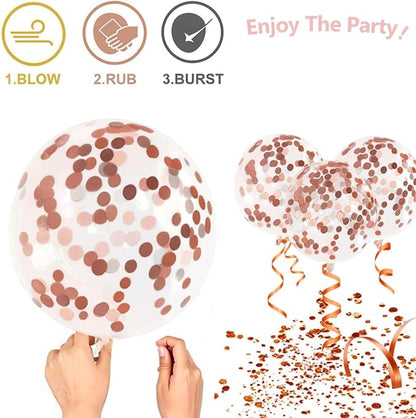 Rose Gold Confetti Balloons 50 Pcs 12 Inch | Sweet 16 Birthday Bridal Shower - Image 5
