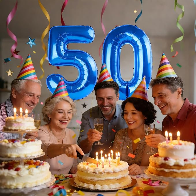 40 Inch Number 50 Balloons for 50th Birthday Party Decorations, 0-100 Dark Blue - Image 2
