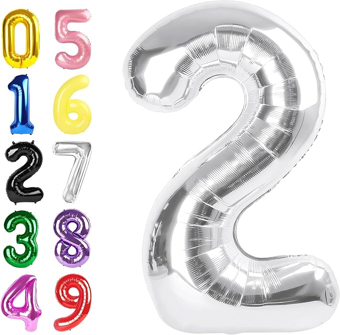 Number Balloons 40 Inch Silver 1 Balloon by Argthjy