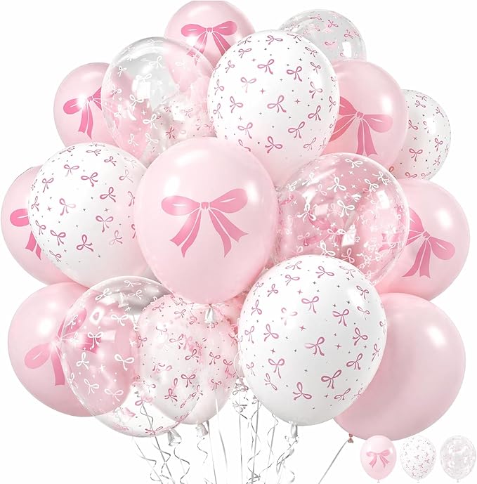 Pink Bow Balloons Kit, Coquette Party Decorations by Unknown