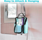 Cosmos Mesh Shower Caddy Toiletry Organizer Hanging Shower Tote Bag, Quick Dry Shower Organizer Portable Bath Bag with Durable Zippers & Side Pockets for Travel Gym Swimming Beach & Camp (Aqua Blue)