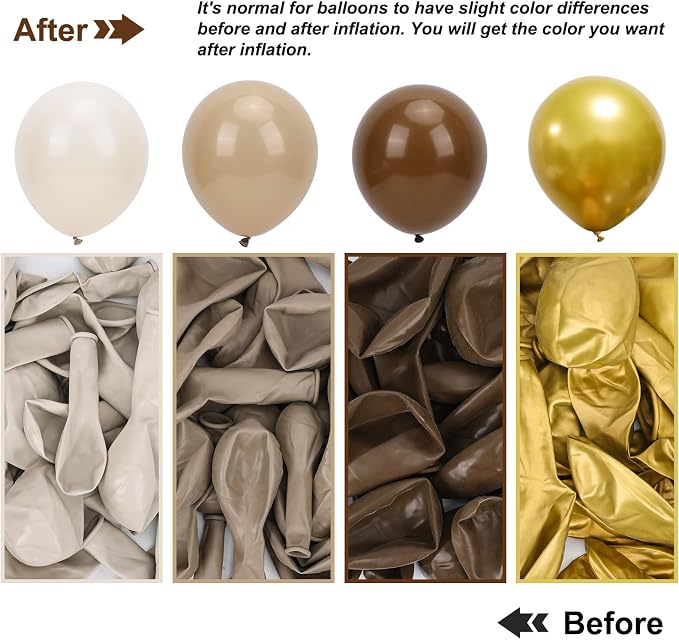 RUBFAC Brown Balloon Garland Arch Kit 129pcs Different Sizes | Latex Balloons - Image 3