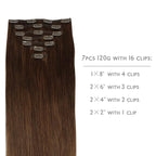 WENNALIFE Clip in Hair Extensions Real Human Hair, 22 Inch 130g 7pcs Remy Hair, Chocolate Brown Straight Natural Extensiones De Cabello Humano Con Clip Ins