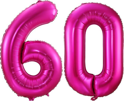 Hot Pink 60 Balloon Numbers, 40 Inch 60th Birthday Balloon Foil Mylar Number 60 by BBPOOL