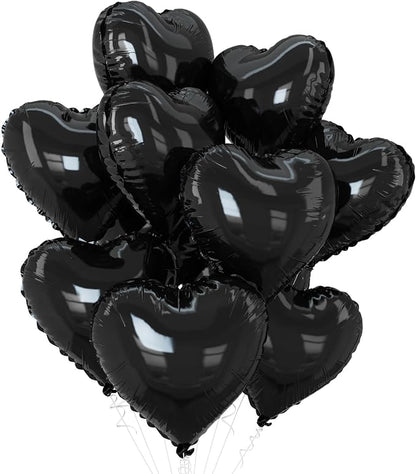Black Heart Balloons, 18Inch Helium Polyester Film Balloon by GRESATEK