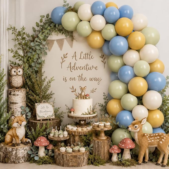 Dusty Blue Green Mustard Yellow Balloons, 12 Inch Lemon Theme Latex Balloon | - Image 5