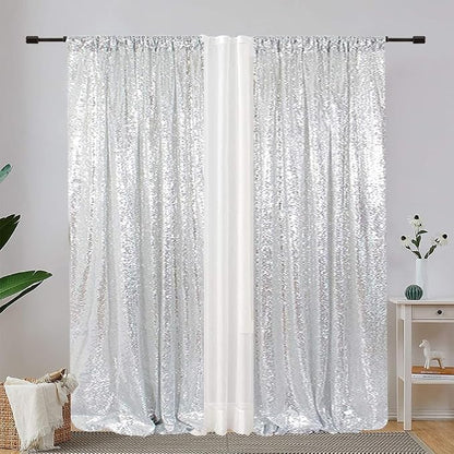 Eternal Beauty Silver 3mm Sequin Backdrop 2x8 Ft 2 Pack Wedding | Dense Sparkle - Image 6