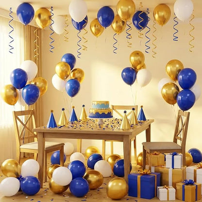 Blue and Gold Balloons, 12 Inch Blue and White Balloons - Image 7