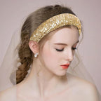 Sequin Headbands for Women Girls,2PCS Sparkle Wide Padded Headband Gold Sliver,Fashion Glitter Hairbands Hair Hoops Comfortable for Daily Prom Party Head Accessories