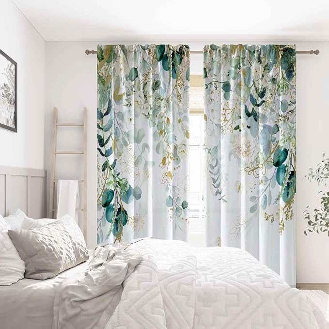 Gold Green Botanical Curtains 96 Inches Long - Image 7