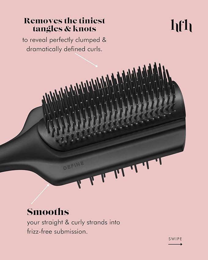 HeatFreeHair High Definition Detangling Brush - Dual-Sided Curl Brush for Black, Natural, Wavy, and Curly Hair - Hair Extension Detangler for Wet/Dry Use