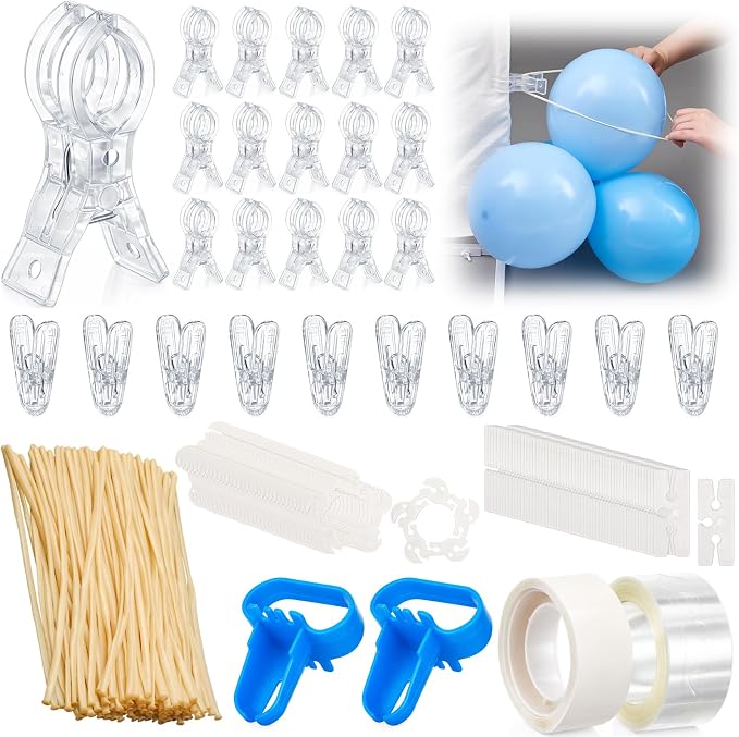 210 Pcs Balloon Arch Kit, 16 Clear 3.5 Inch Clips, 100 Clear 260 Balloons | by Unknown
