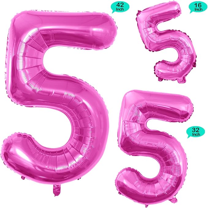Pink Foil Balloons Number 5, Huge Number Balloons - Image 2