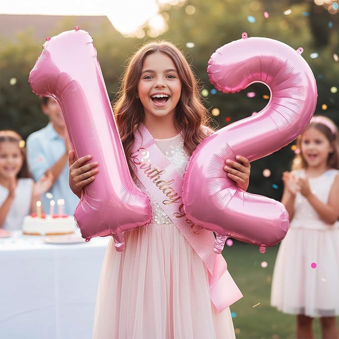 Pink Number 12 Balloons, Big Large Foil Number Balloons, Jumbo Giant Mylar - Image 5
