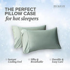 Beckham Hotel Collection Cooling Pillowcases for Hot Sleepers, Standard/Queen Size Set of 2, Cool Bedding, Envelope Closure, Silky Soft, Breathable, Moisture-Wicking, Aqua Gray