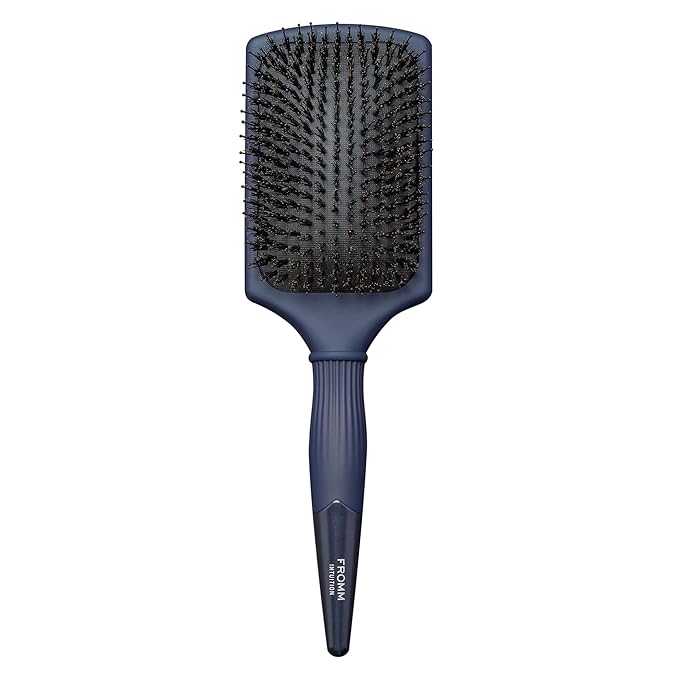 Fromm Intuition Glosser Smooth & Glossy Boar Bristle Paddle Brush, Detangles, Smoothes, and Massages Scalp to Distribute Oils for Shiny Healthy Hair, Navy Blue