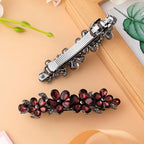 Joez Wonderful Rhinestone Hair Clips, Bridal Hair Accessories for Women, Sparkly Crystal Hair Pins, Fancy Hair Barrettes for Wedding, Bride, Long Hair (Red Flower, 1 Pcs)