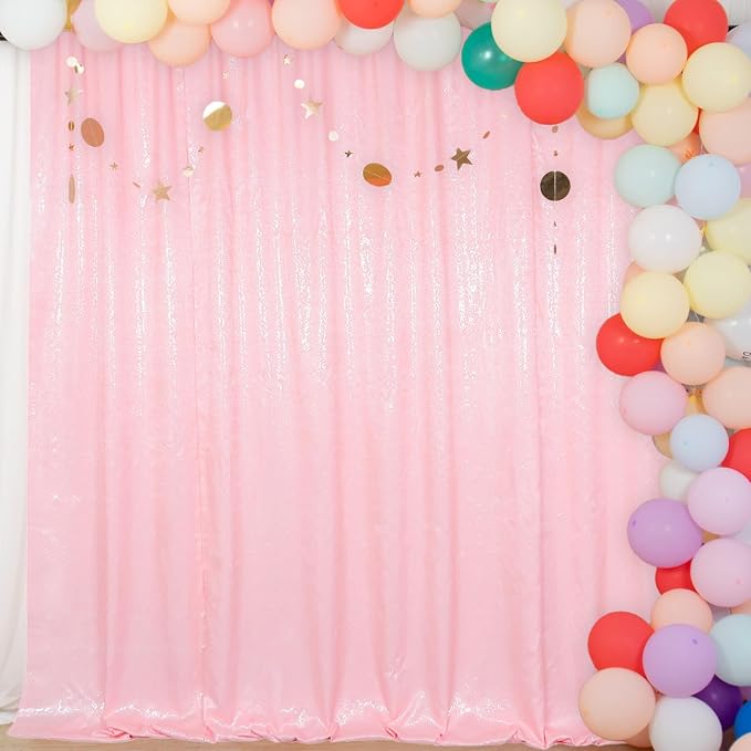 ShinyBeauty Pink Sequin Backdrop 7x7FT by ShinyBeauty