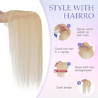 Hairro Bangs Hair Clip 3D 360°Cover Clip On Bangs Remy Human Hair Topper With Bangs Fringe French Bangs With Temples Clip In Bangs Hair Extensions 8 Inches 10g #60 Platinum Blonde