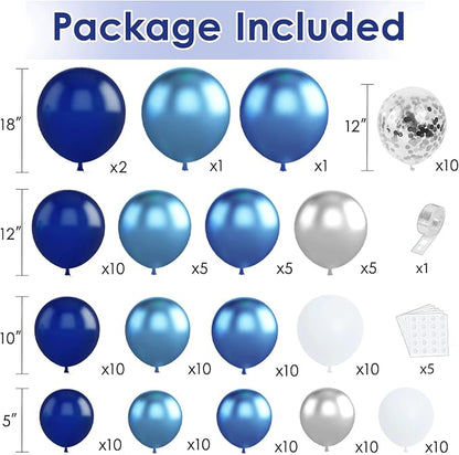 Navy Blue White Silver Balloons Arch Kit, Party Decor. | Navy/metallic - Image 2