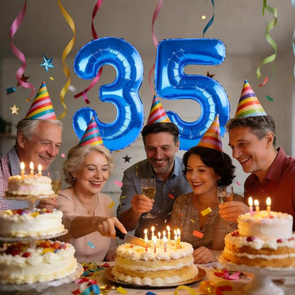 40 Inch Number 35 Balloons for 35th Birthday Party Decorations, 0-100 Dark Blue - Image 2