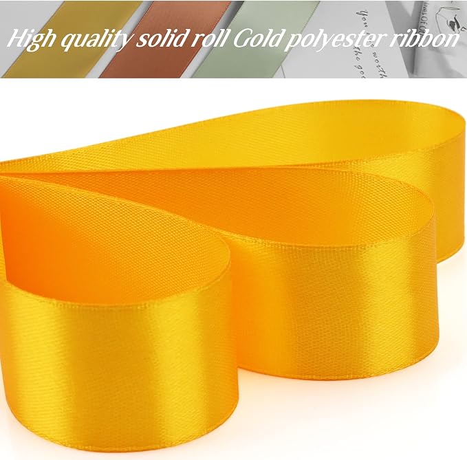 Nsilu 1 inch Gold Ribbon for Gift Wrapping 50 Yards Perfect Wedding Party - Image 4