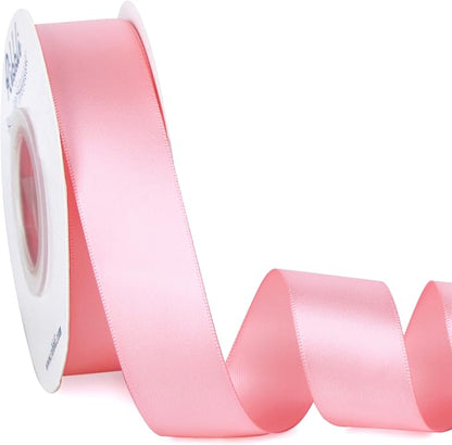Ribbli Double Faced Pink Satin Ribbon, 1” x Continuous 25 Yards, Use by Ribbli