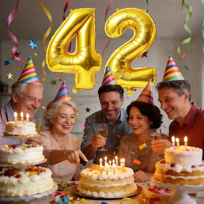 40 Inch Number 42 Balloons for 42nd Birthday Party Decorations, 0-100 Gold - Image 2