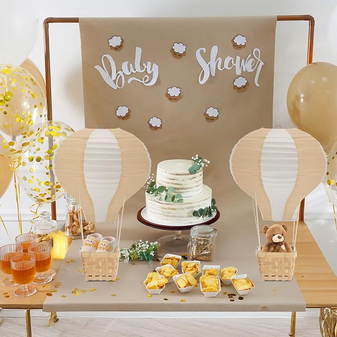 Meooeck 8 Sets Hot Air Balloon Tables Centerpieces, Light Brown | Classroom - Image 5