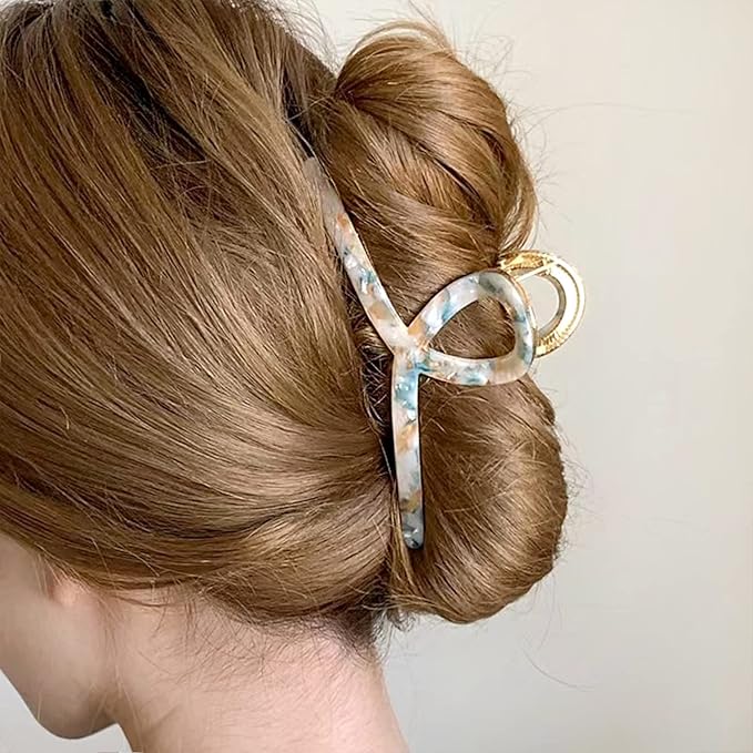 Big Butterfly Hair Claw Clips for Women - 4.7" Large Acetate Metal Hair Clips for Long Thick Hair (Mixed Blue)