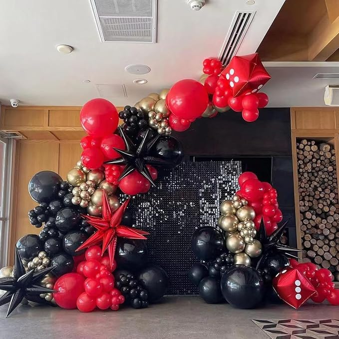 Red and Black Gold Balloon Arch Kit - Image 4