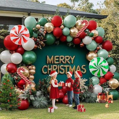 Christmas Balloon Arch Kit, Double Stuffed Red Green White Pearl Balloon - Image 7