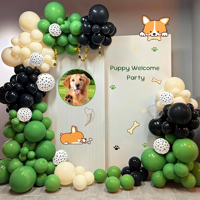 Dog Paw Green Black White Balloon Garland Arch Kit - Image 6