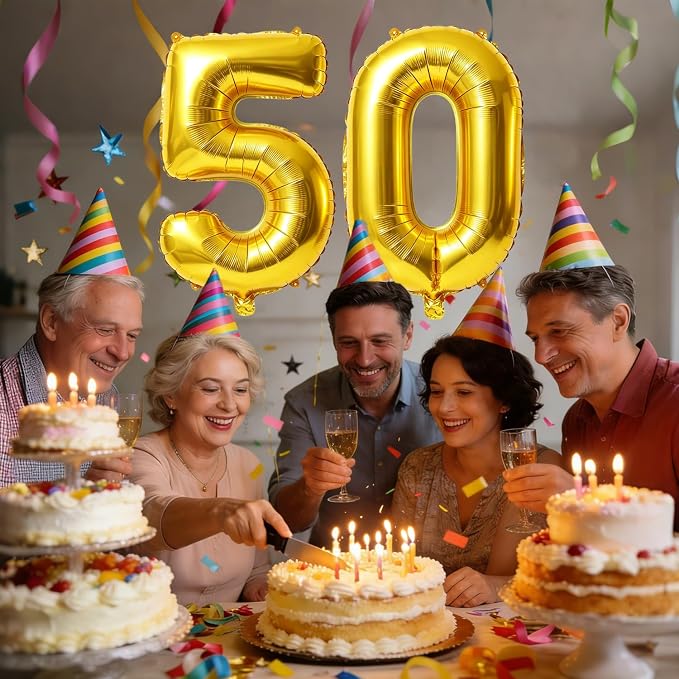 40 Inch Number 50 Balloons for 50th Birthday Party Decorations, 0-100 Gold - Image 2