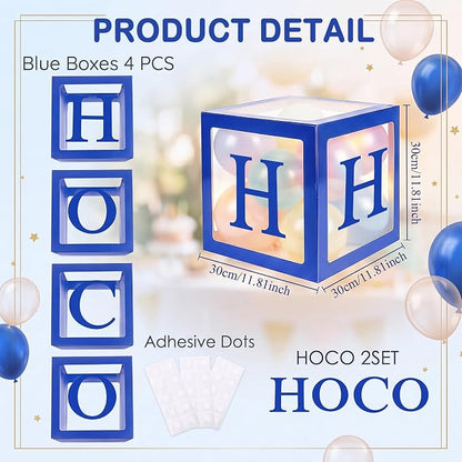 4 Pcs HOCO Boxes with Letters 11.8 x 11.8 x 11.8 Inch Clear Homecoming Balloon - Image 2