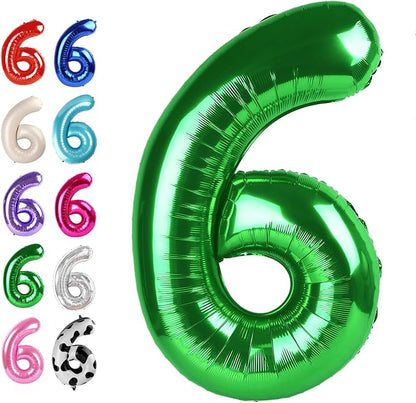 Green Number 6 Balloon 40 inch, Balloon numbers party supplies, deco photo shoot by Upgesy
