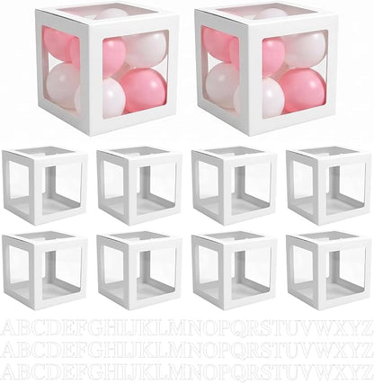8 Pcs Clear Balloon Boxes for Party Decorations, Transparent Balloon Boxes by Tobeelec