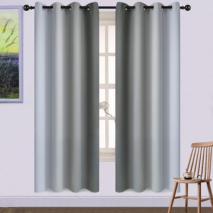 Yakamok Gray and Greyish White Thermal Insulated Grommet Light Blocking Window - Image 2