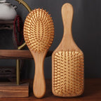 Lindale Wooden Hair Brush for Women Men, Natural Bamboo Detangler Paddle Hairbrush for Hair Growth Massaging Scalp, Reduces Static for Curly Hair with Ergonomic Handle Square