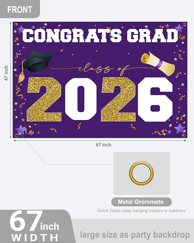 Class of 2026 Graduation Banner 47x67" - Image 3