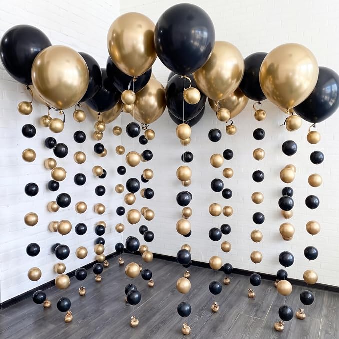 120 Pcs Graduation DIY Floating Black Gold Balloon Wall Kit 5 Inch Balloons - Image 8