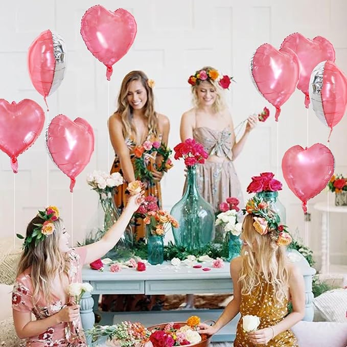 TONIFUL 30 Pcs Clear Pink Heart Balloons 18 Inch Heart Shape Foil Balloon | - Image 5